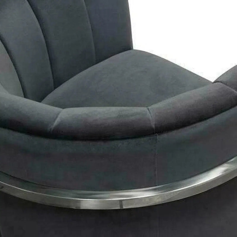 Pandora Grey Velvet Bucket Chair Silver Stainless Steel Frame Club Chairs LOOMLAN By Diamond Sofa