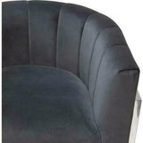 Pandora Grey Velvet Bucket Chair Silver Stainless Steel Frame Club Chairs LOOMLAN By Diamond Sofa