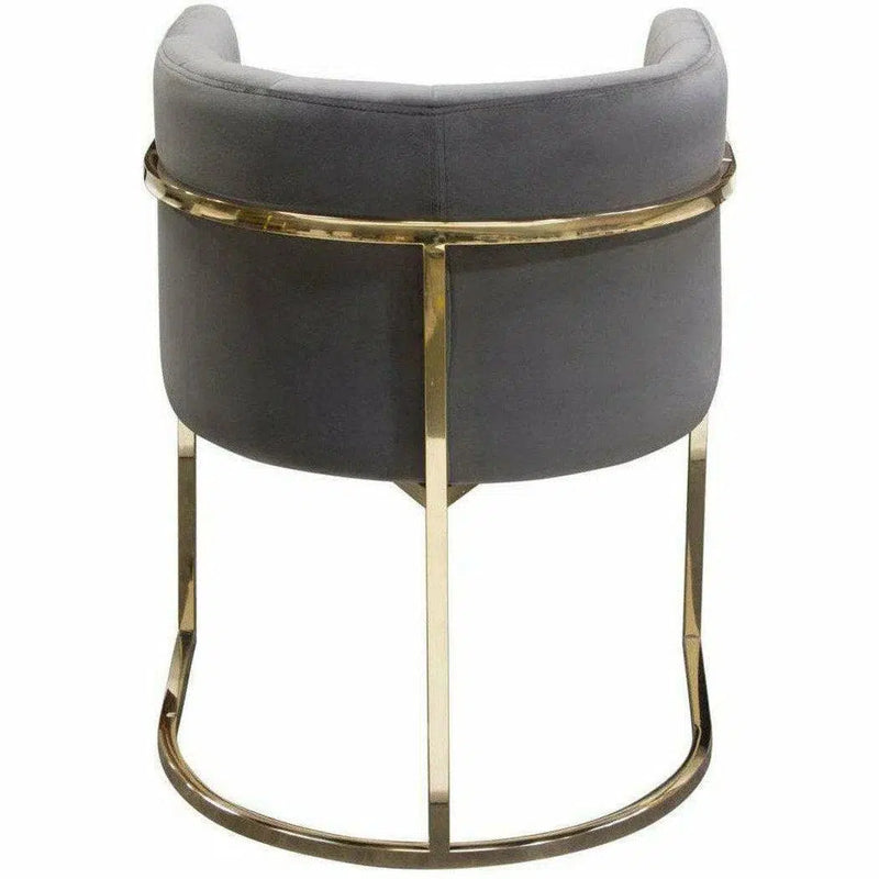 Pandora Tufted Grey Velvet Bucket Dining Chair Gold Frame Dining Chairs LOOMLAN By Diamond Sofa