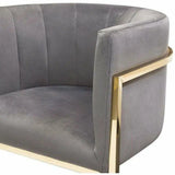 Pandora Tufted Grey Velvet Bucket Dining Chair Gold Frame Dining Chairs LOOMLAN By Diamond Sofa