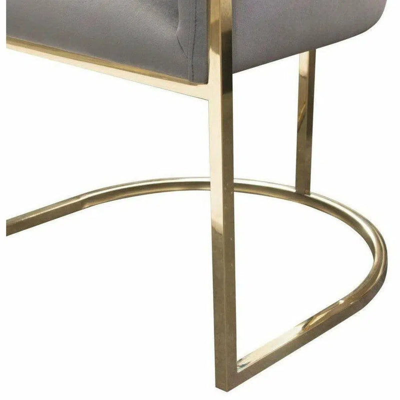 Pandora Tufted Grey Velvet Bucket Dining Chair Gold Frame Dining Chairs LOOMLAN By Diamond Sofa