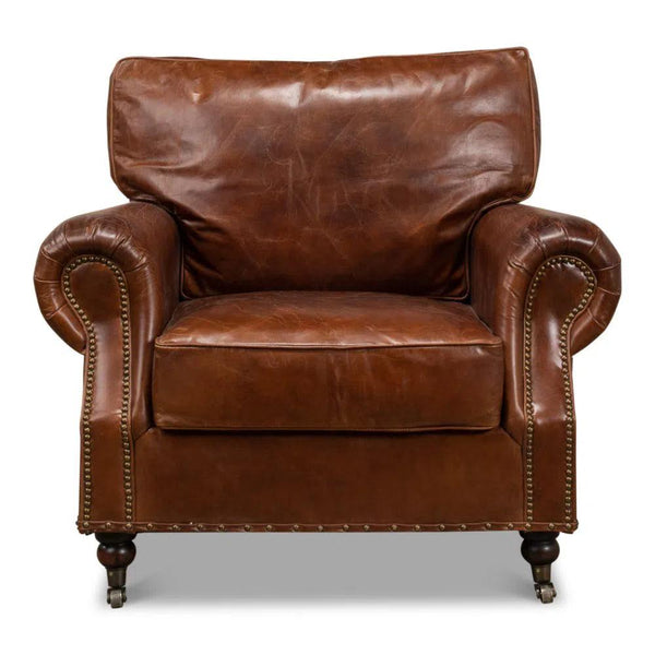 Papa's Chair Comfortable Leather Club Chair Club Chairs LOOMLAN By Sarreid