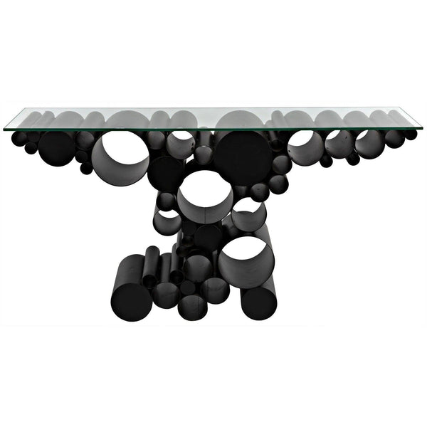 Paradox Console, Black Steel with Glass Top Console Tables LOOMLAN By Noir