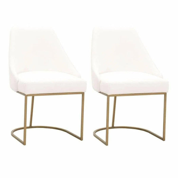 Parissa Dining Chair Set of 2 LiveSmart Peyton-Pearl - GOLD base Dining Chairs LOOMLAN By Essentials For Living