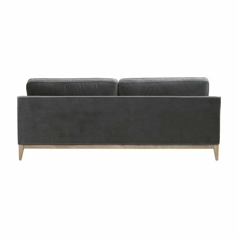 Parker 86" Post Modern Sofa Dark Dove Velvet Natural Oak Sofas & Loveseats LOOMLAN By Essentials For Living