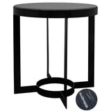 Parker Steel and Marble Black Round Side Table Side Tables LOOMLAN By Noir