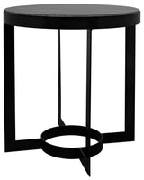 Parker Steel and Marble Black Round Side Table Side Tables LOOMLAN By Noir