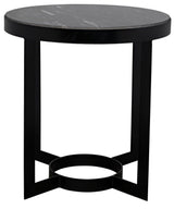 Parker Steel and Marble Black Round Side Table Side Tables LOOMLAN By Noir