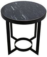 Parker Steel and Marble Black Round Side Table Side Tables LOOMLAN By Noir