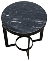 Parker Steel and Marble Black Round Side Table Side Tables LOOMLAN By Noir