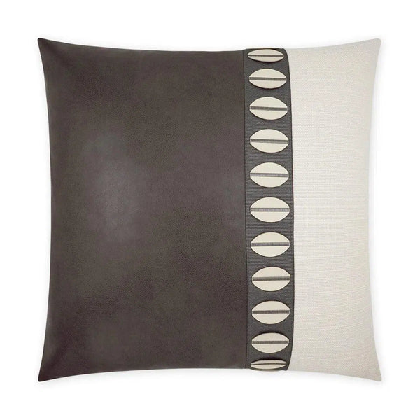 Paros Ivory Band Grey Large Throw Pillow With Insert Throw Pillows LOOMLAN By D.V. Kap