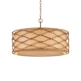 Partita Iron and Rattan Beige Pendant Pendants LOOMLAN By Currey & Co