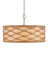 Partita Iron and Rattan Beige Pendant Pendants LOOMLAN By Currey & Co