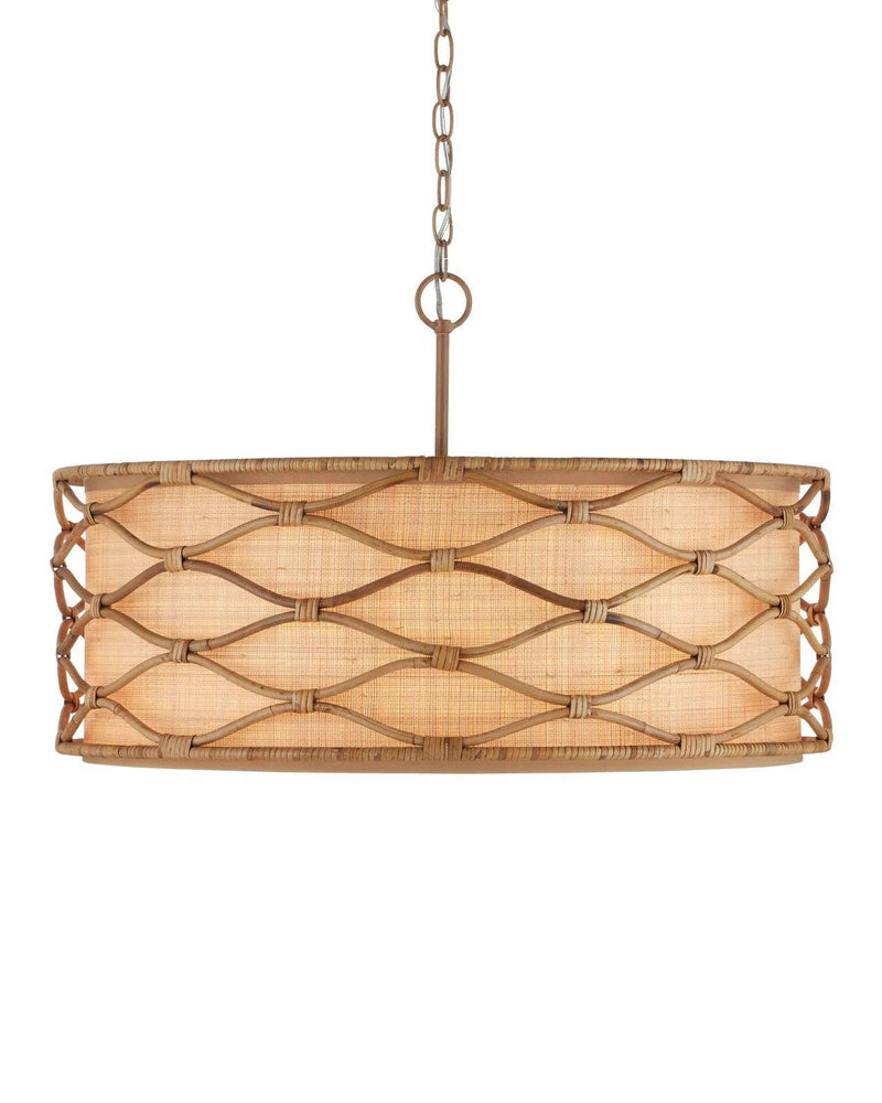 Partita Iron and Rattan Beige Pendant Pendants LOOMLAN By Currey & Co