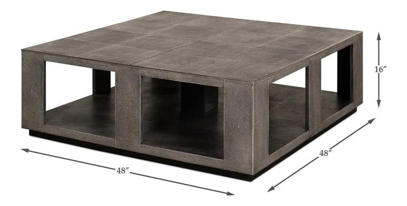 Partners Shagreen Leather Square Coffee Table Coffee Tables LOOMLAN By Sarreid