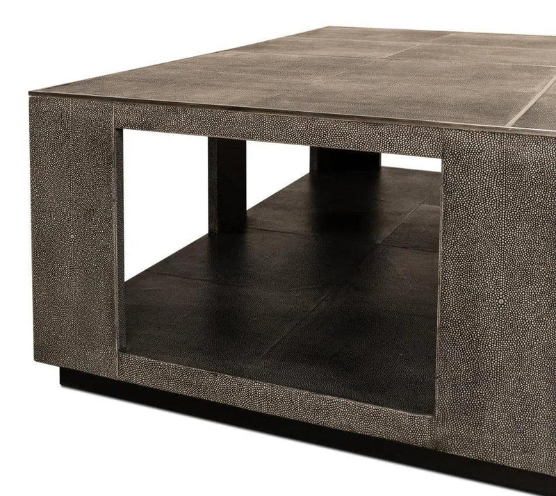 Partners Shagreen Leather Square Coffee Table Coffee Tables LOOMLAN By Sarreid