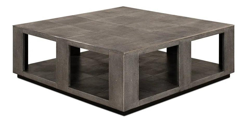 Partners Shagreen Leather Square Coffee Table Coffee Tables LOOMLAN By Sarreid