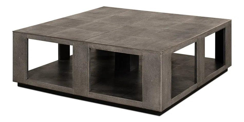 Partners Shagreen Leather Square Coffee Table Coffee Tables LOOMLAN By Sarreid