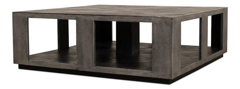 Partners Shagreen Leather Square Coffee Table Coffee Tables LOOMLAN By Sarreid