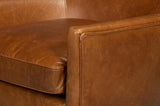 Patron Highback Wood and Leather Brown Armless Chair Club Chairs LOOMLAN By Sarreid