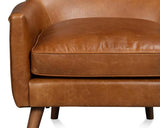 Patron Highback Wood and Leather Brown Armless Chair Club Chairs LOOMLAN By Sarreid