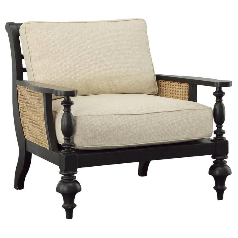 Patterson Wood and Rattan Accent Chair Performance Fabric Club Chairs LOOMLAN By Furniture Classics