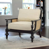 Patterson Wood and Rattan Accent Chair Performance Fabric Club Chairs LOOMLAN By Furniture Classics