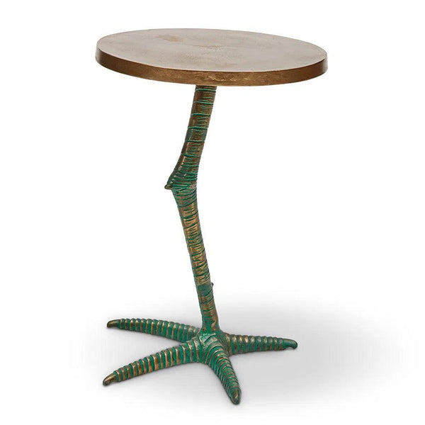 Pavo Reclaimed Aluminum Round End Table Side Tables LOOMLAN By Urbia