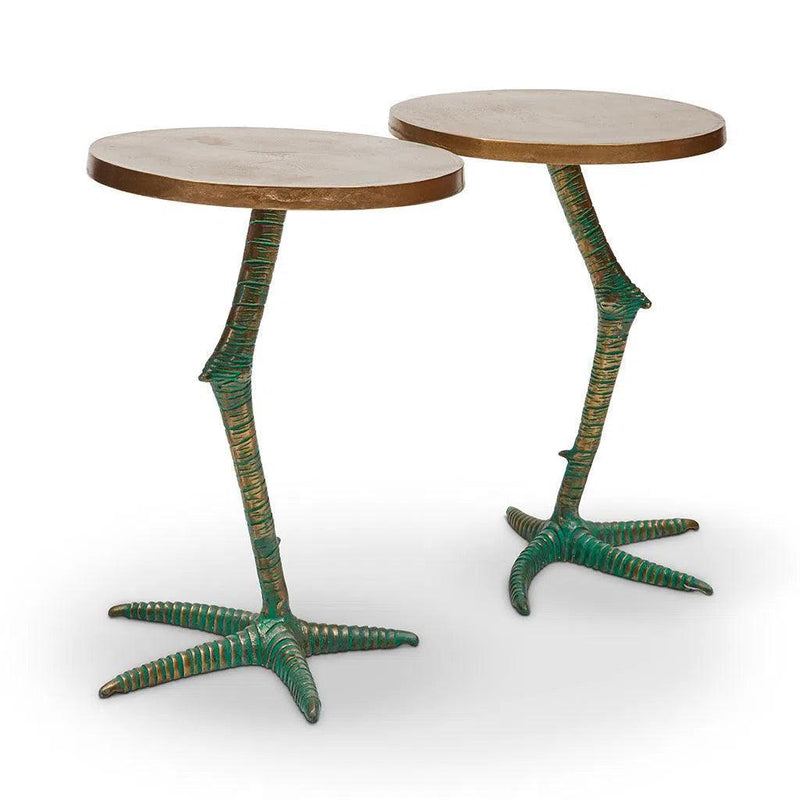 Pavo Reclaimed Aluminum Round End Table Side Tables LOOMLAN By Urbia