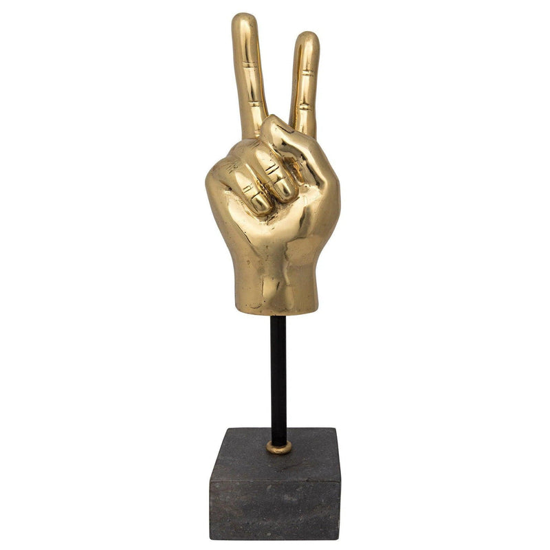 Peace Sign On Stand Marble Base Sculpture Statues & Sculptures LOOMLAN By Noir