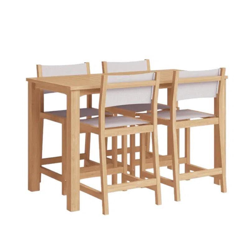 Pearl 5-Piece Counter Height Teak Outdoor Set Outdoor Counter Dining Sets LOOMLAN By HiTeak