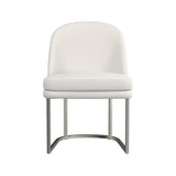 Pearl Metal and Polyester Fabric White Armless Dining Chair Dining Chairs LOOMLAN By Bassett Mirror