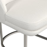 Pearl Metal and Polyester Fabric White Armless Dining Chair Dining Chairs LOOMLAN By Bassett Mirror