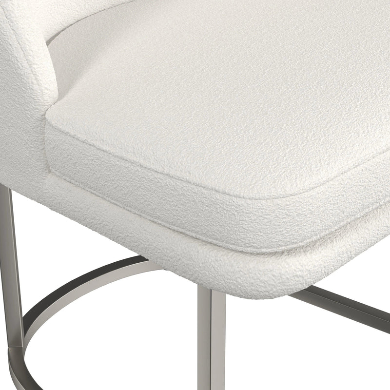 Pearl Metal and Polyester Fabric White Armless Dining Chair Dining Chairs LOOMLAN By Bassett Mirror