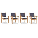 Pearl Stacking Teak Outdoor Dining Armchair (Set of 4) Outdoor Dining Chairs LOOMLAN By HiTeak