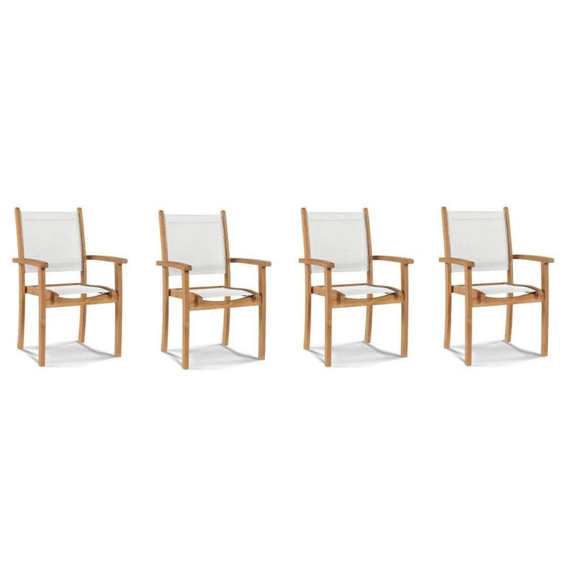 Pearl Stacking Teak Outdoor Dining Armchair (Set of 4) Outdoor Dining Chairs LOOMLAN By HiTeak