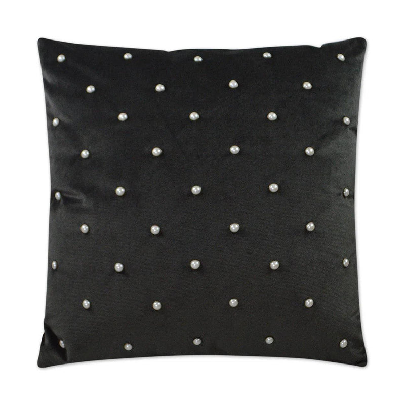 Pearlesque Charcoal Black Throw Pillow With Insert Throw Pillows LOOMLAN By D.V. Kap