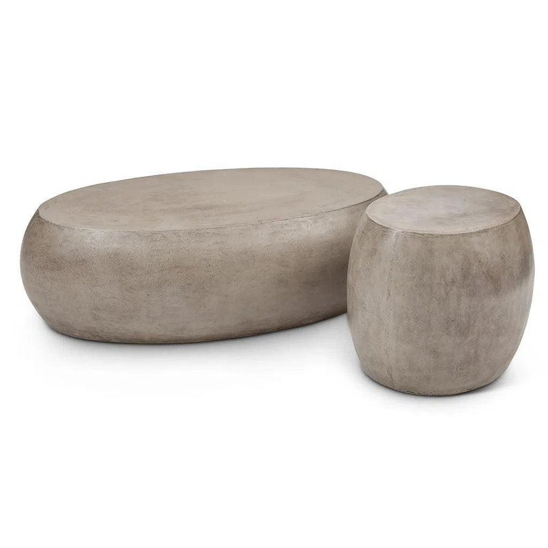 Pebble Fiber Reinforced Concrete Oval Coffee Table Outdoor Coffee Tables LOOMLAN By Urbia