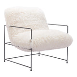 Pelut Steel White Accent Arm Chair Club Chairs LOOMLAN By Zuo Modern