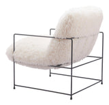 Pelut Steel White Accent Arm Chair Club Chairs LOOMLAN By Zuo Modern