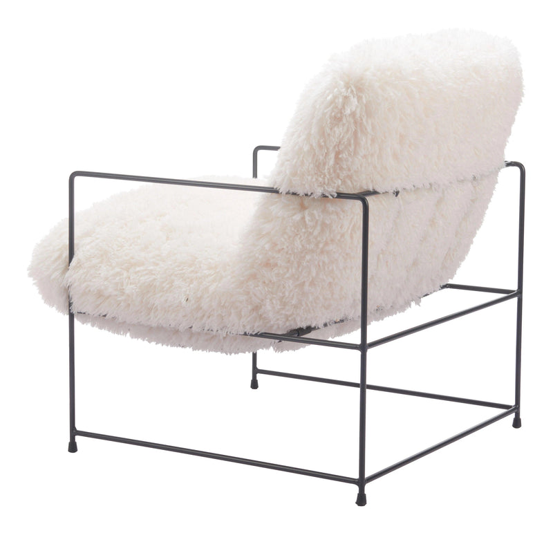 Pelut Steel White Accent Arm Chair Club Chairs LOOMLAN By Zuo Modern