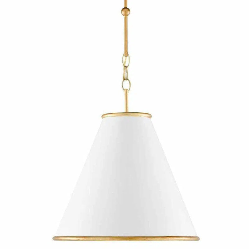 Pendant Gesso White Gold Leaf Pierrepont White Small Pendant Pendants LOOMLAN By Currey & Co