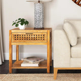 Pentak Wood Brown Chairside Rectangular End Table Side Tables LOOMLAN By Bassett Mirror