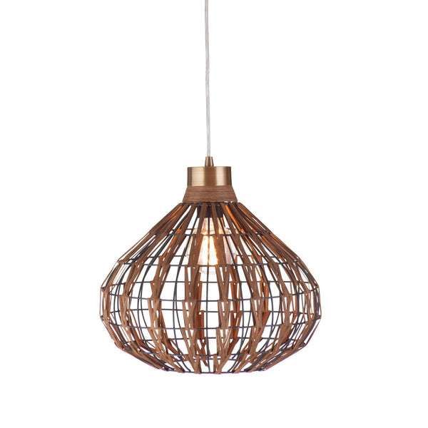 Pepper Moon Metal and Rattan Brown Pendant Pendants LOOMLAN By Bassett Mirror