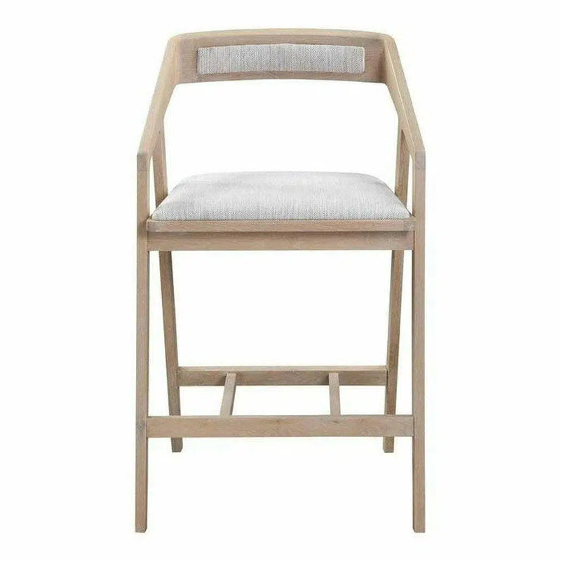 Performance Fabric Counter Height Stool Arm Chair Light Grey Counter Stools LOOMLAN By Moe's Home