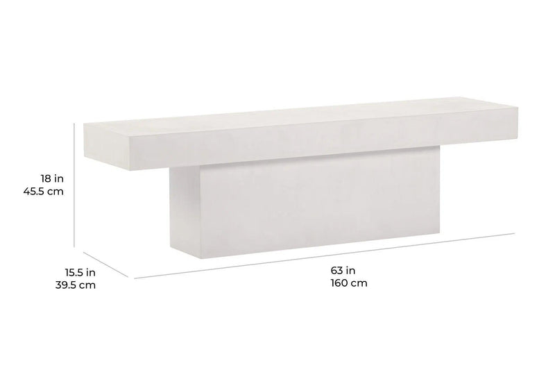 Perpetual T-Bench – Ivory White Outdoor Bench Outdoor Benches LOOMLAN By Seasonal Living