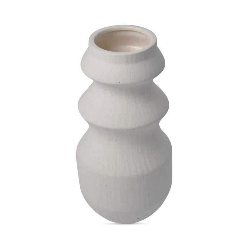 Perri Stoneware Off-White Vase Vases & Jars LOOMLAN By Moe's Home