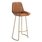 Perry Brown Buffalo Leather Bar Stool With Back Bar Stools LOOMLAN By Jamie Young