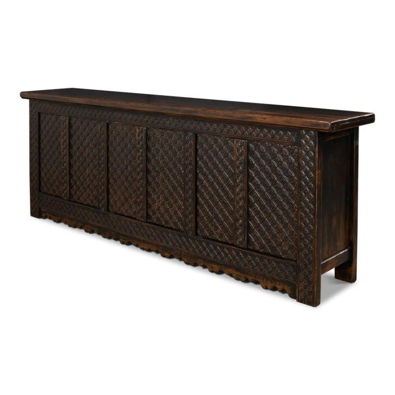 Persian Black Sideboard Extra Large Cabinet 98" Sideboards LOOMLAN By Sarreid