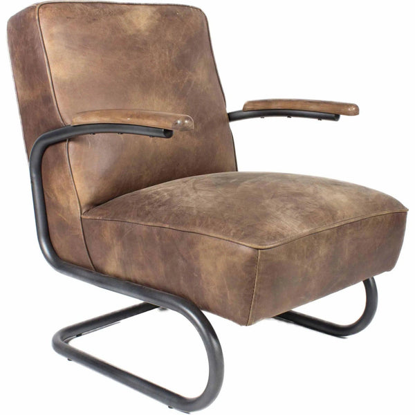 Perth Brown Leather Club Chair Club Chairs LOOMLAN By Moe's Home